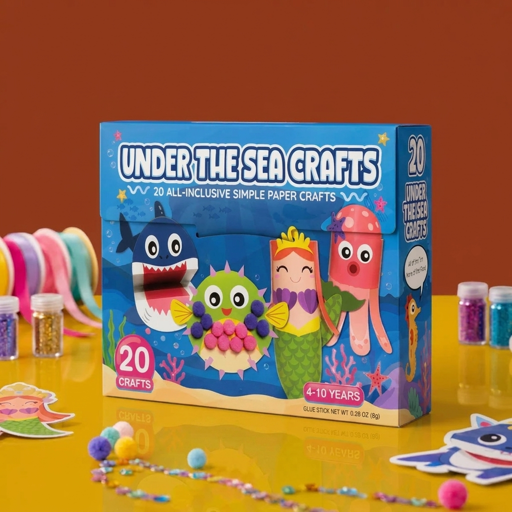 Scatola di Lavoretti di Carta per Bambini – 20 Progetti DIY Facili per Bambini 3–10 Anni con Stick di Colla, Nastro e Buste