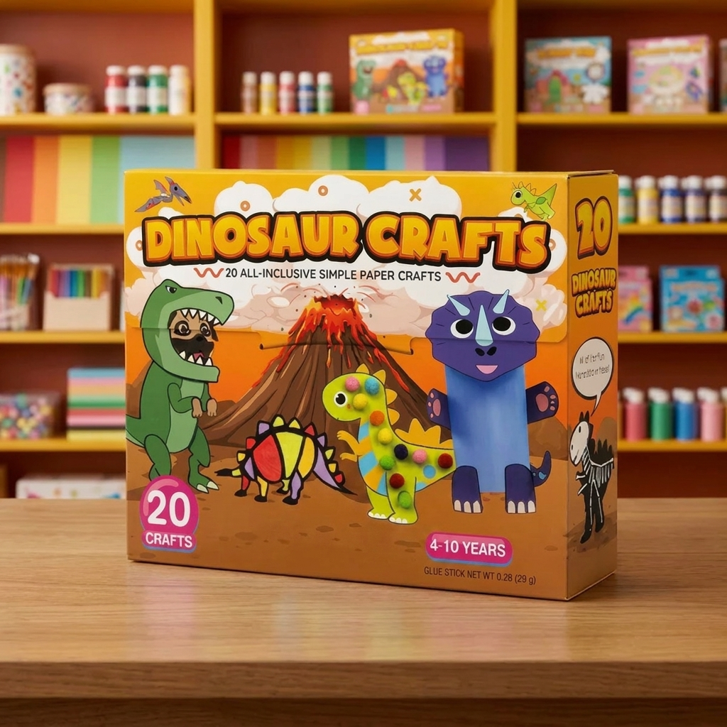 Scatola di Lavoretti di Carta per Bambini – 20 Progetti DIY Facili per Bambini 3–10 Anni con Stick di Colla, Nastro e Buste