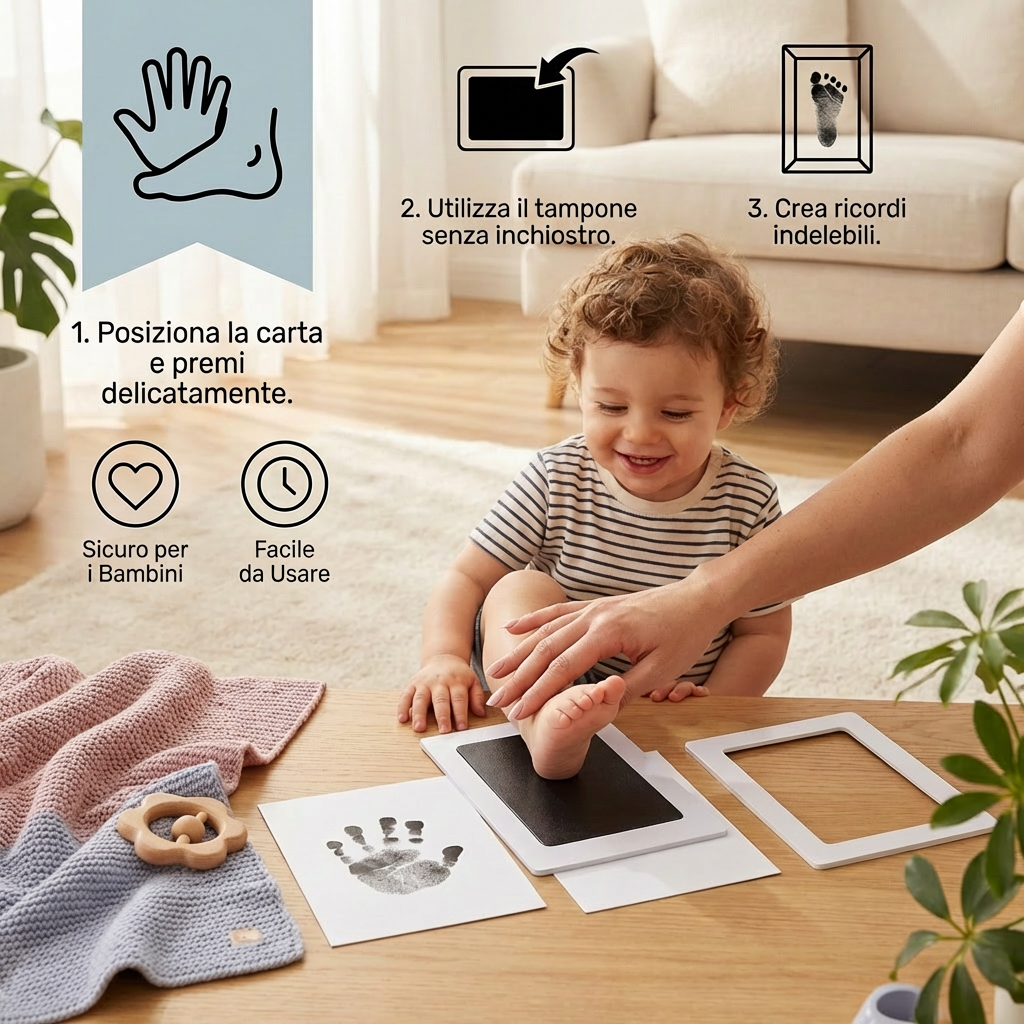Kit Impronte Mani e Piedini del Bambino – Set Ricordo per Bambini Piccoli