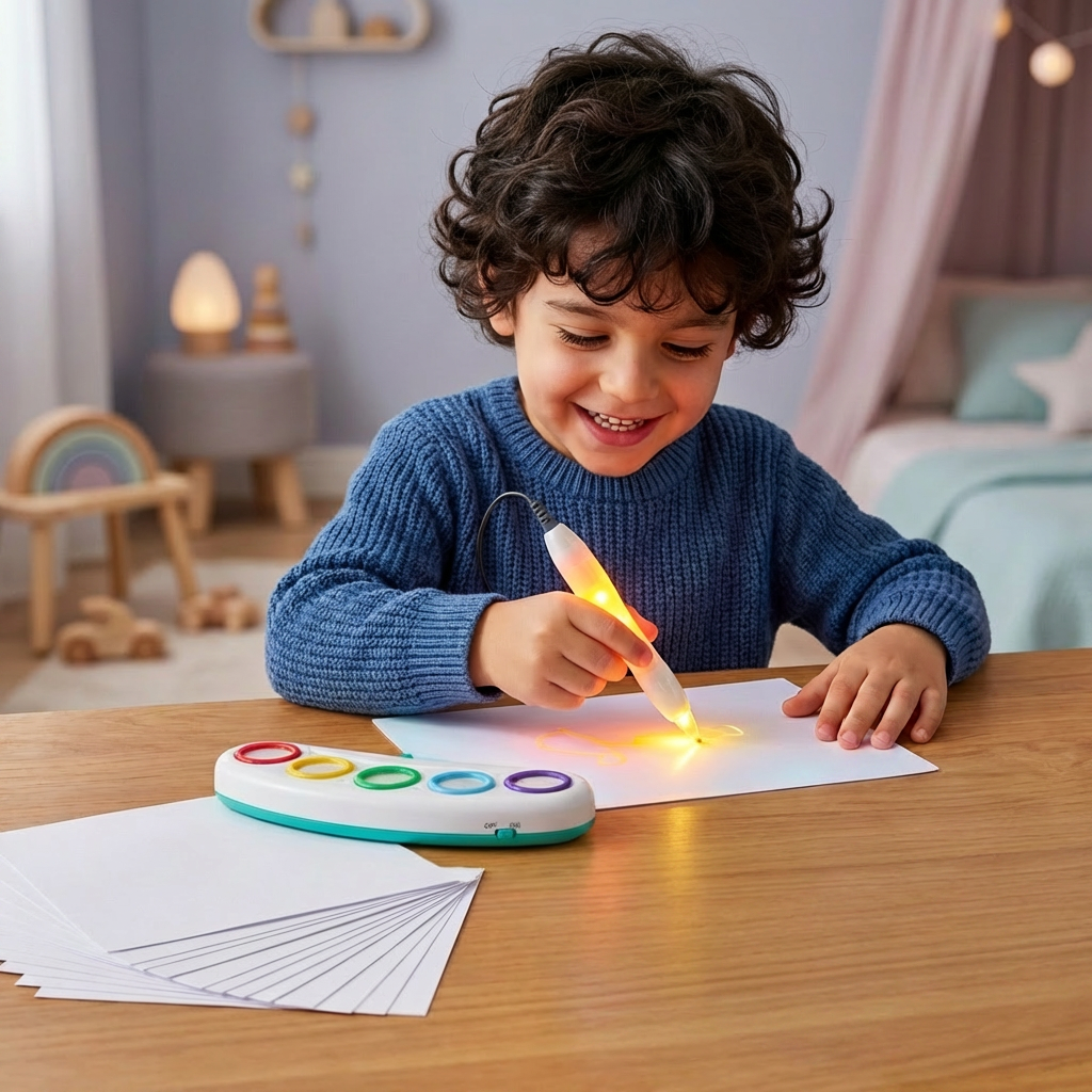 Magic Light Drawing Pen for Kids – Giocattolo Creativo LED con Musica ed Effetti Luminosi