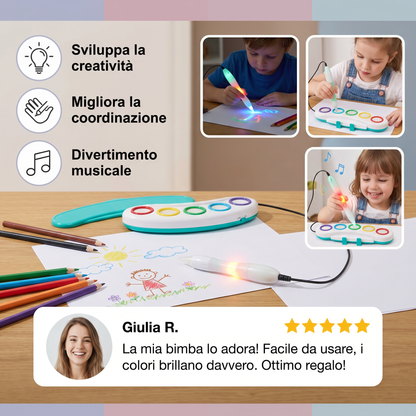 Magic Light Drawing Pen for Kids – Giocattolo Creativo LED con Musica ed Effetti Luminosi