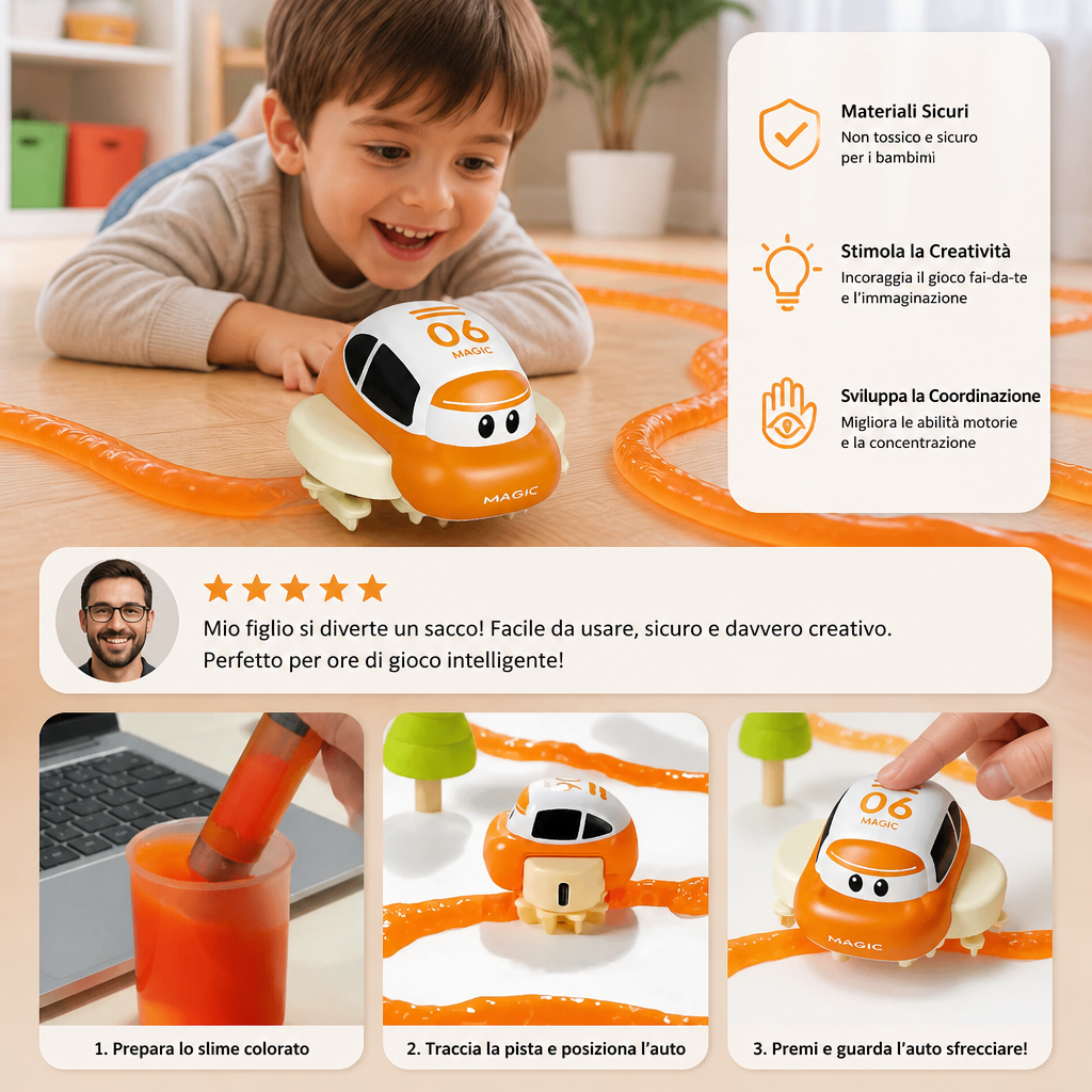 Set Pista da Corsa Slime Magico – Avventura Fai-da-Te con Auto Elettrica