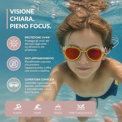 Pro Aviator Occhialini da Nuoto – Protezione UV400, Antifog e Vestibilità Completa