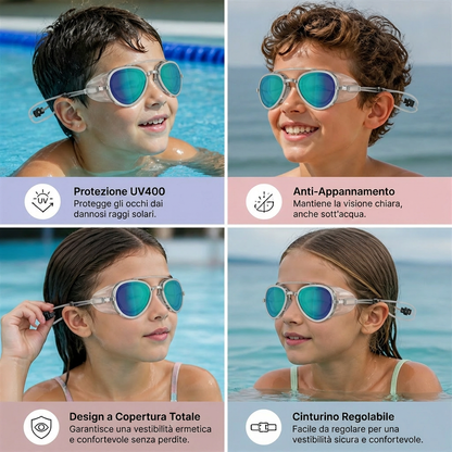 Pro Aviator Occhialini da Nuoto – Protezione UV400, Antifog e Vestibilità Completa