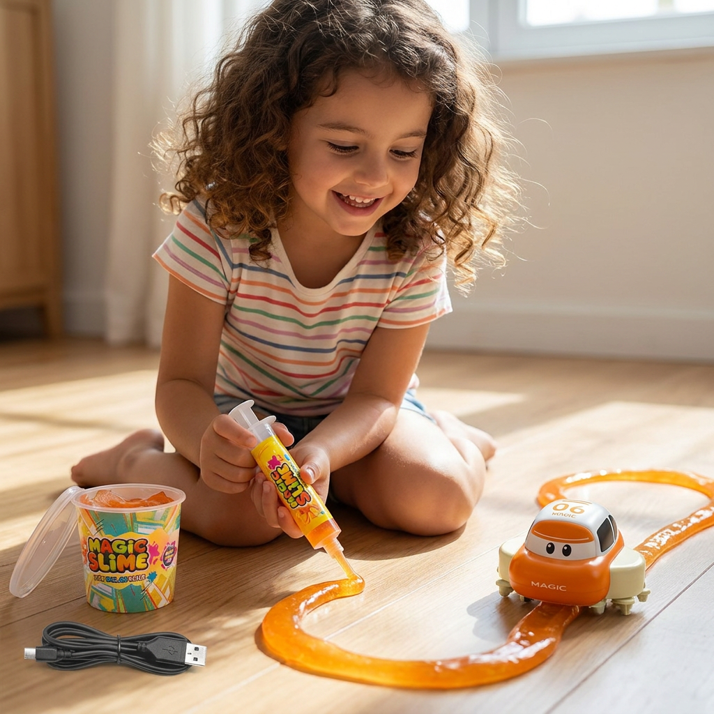 Set Pista da Corsa Slime Magico – Avventura Fai-da-Te con Auto Elettrica
