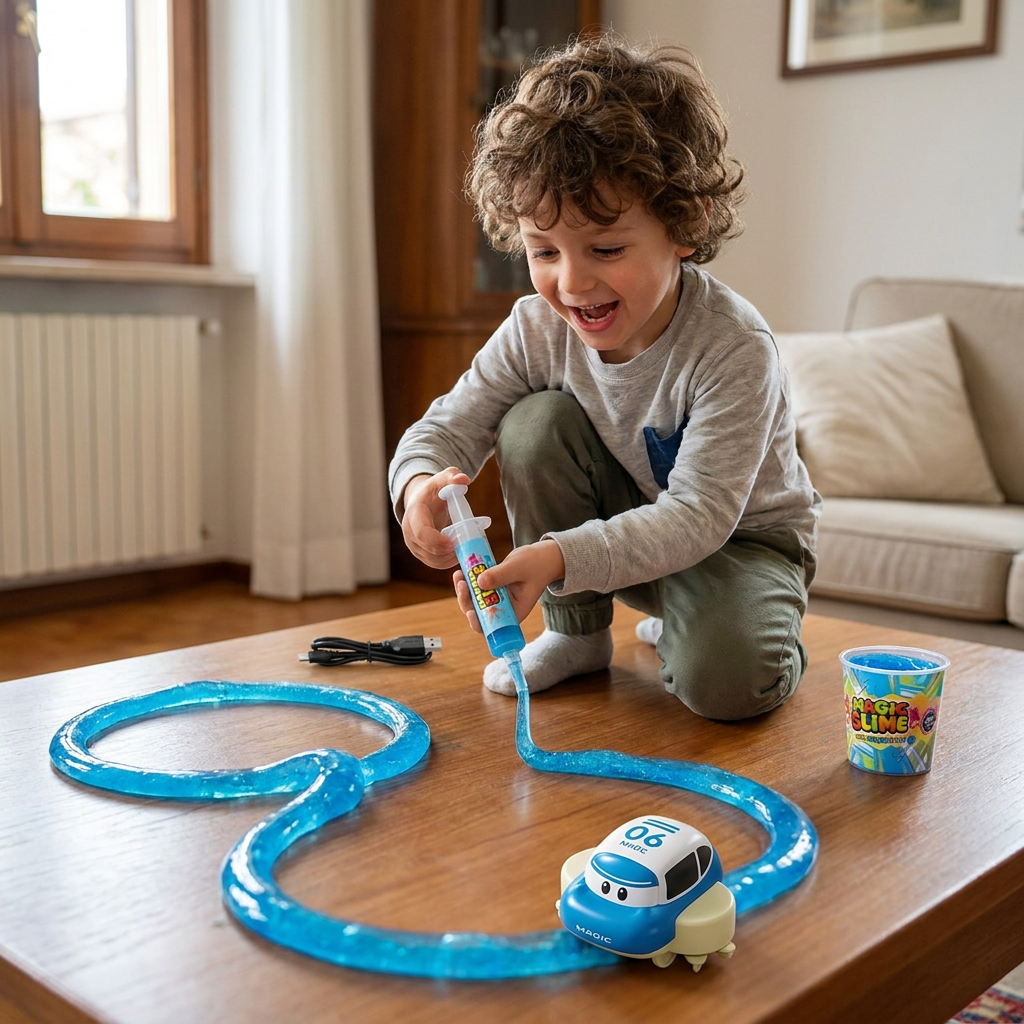 Set Pista da Corsa Slime Magico – Avventura Fai-da-Te con Auto Elettrica