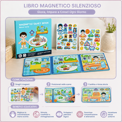 Libro Silenzioso Magnetico Montessori – Gioco Creativo con Vestiti e Scenari