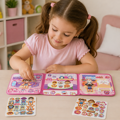 Libro Silenzioso Magnetico Montessori – Gioco Creativo con Vestiti e Scenari
