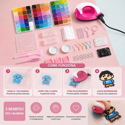 Set Premium di Perline da Stirare con Accessori per il Fai-da-te – Kit Creativo per Arte e Lavoretti