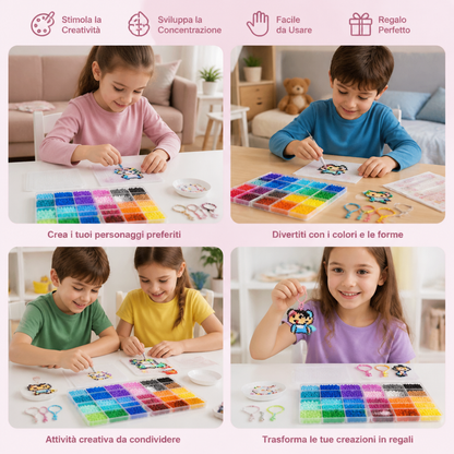 Set Premium di Perline da Stirare con Accessori per il Fai-da-te – Kit Creativo per Arte e Lavoretti