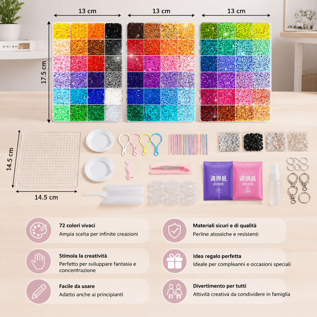 Set Premium di Perline da Stirare con Accessori per il Fai-da-te – Kit Creativo per Arte e Lavoretti