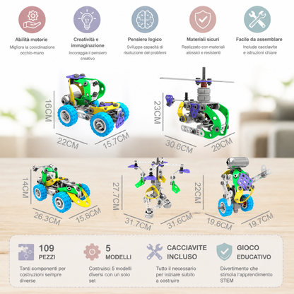 Set da costruzione STEM da 109 pezzi con cacciavite