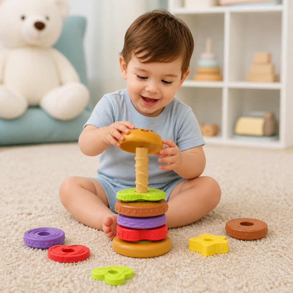 Gioco impilabile interattivo con hamburger rotante