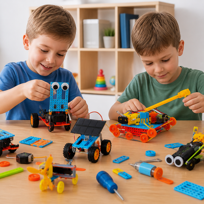Set di costruzioni STEM fai da te 5 in 1 con veicoli per bambini