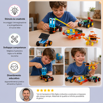 Set di costruzioni STEM fai da te 5 in 1 con veicoli per bambini