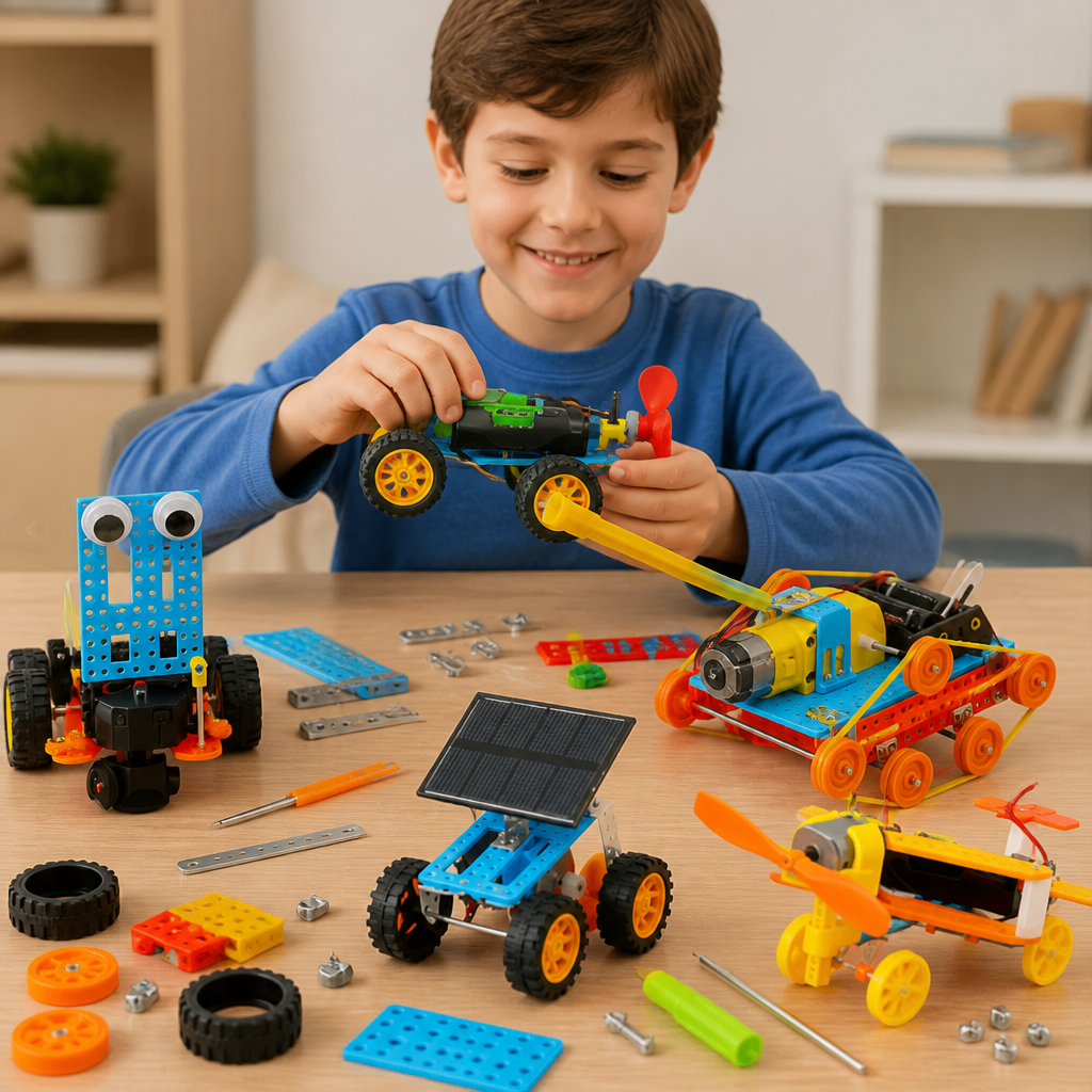 Set di costruzioni STEM fai da te 5 in 1 con veicoli per bambini