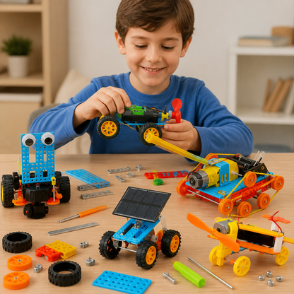 Set di costruzioni STEM fai da te 5 in 1 con veicoli per bambini
