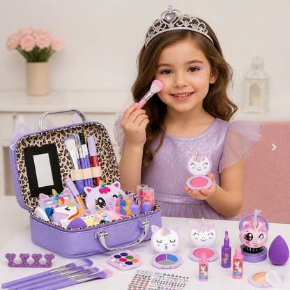 Set di trucchi da principessa per bambini, ecologico e facile da rimuovere, con pochette cosmetica