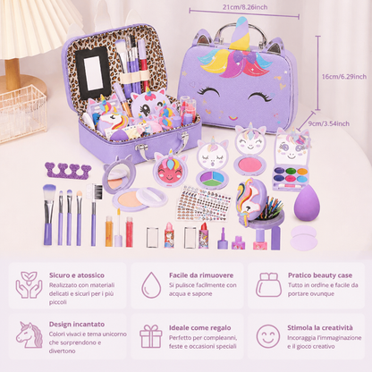 Set di trucchi da principessa per bambini, ecologico e facile da rimuovere, con pochette cosmetica