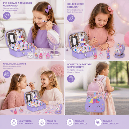 Set di trucchi da principessa per bambini, ecologico e facile da rimuovere, con pochette cosmetica