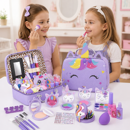 Set di trucchi da principessa per bambini, ecologico e facile da rimuovere, con pochette cosmetica
