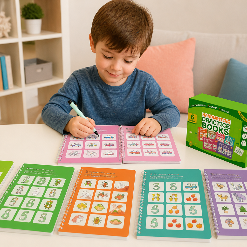 Quaderni Di Esercizi Di Scrittura Riutilizzabili Con Guide In Rilievo Per Bambini – Set Da 6 Pezzi Per Ricalco E Scrittura