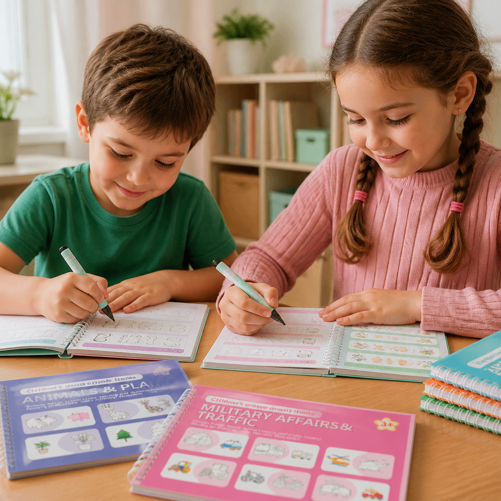 Quaderni Di Esercizi Di Scrittura Riutilizzabili Con Guide In Rilievo Per Bambini – Set Da 6 Pezzi Per Ricalco E Scrittura