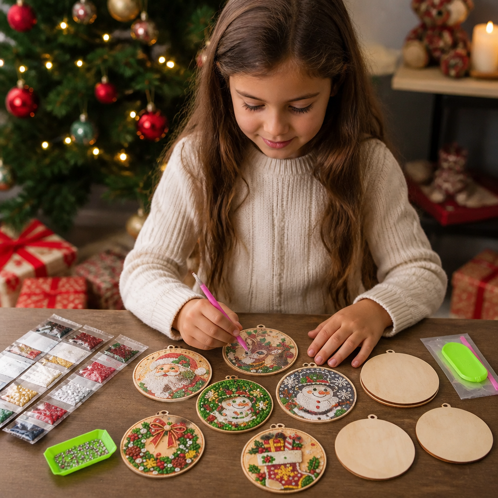Set di Addobbi Natalizi DIY Diamond Painting – Decorazioni Festive per l’Albero di Natale