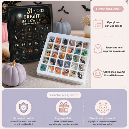 Calendario conto alla rovescia di Halloween con mini-figure a sorpresa spaventose e ciondoli