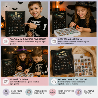 Calendario conto alla rovescia di Halloween con mini-figure a sorpresa spaventose e ciondoli