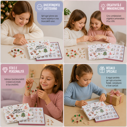 Calendario dell’Avvento di 24 giorni con braccialetti natalizi – Set DIY per creare gioielli per ragazze