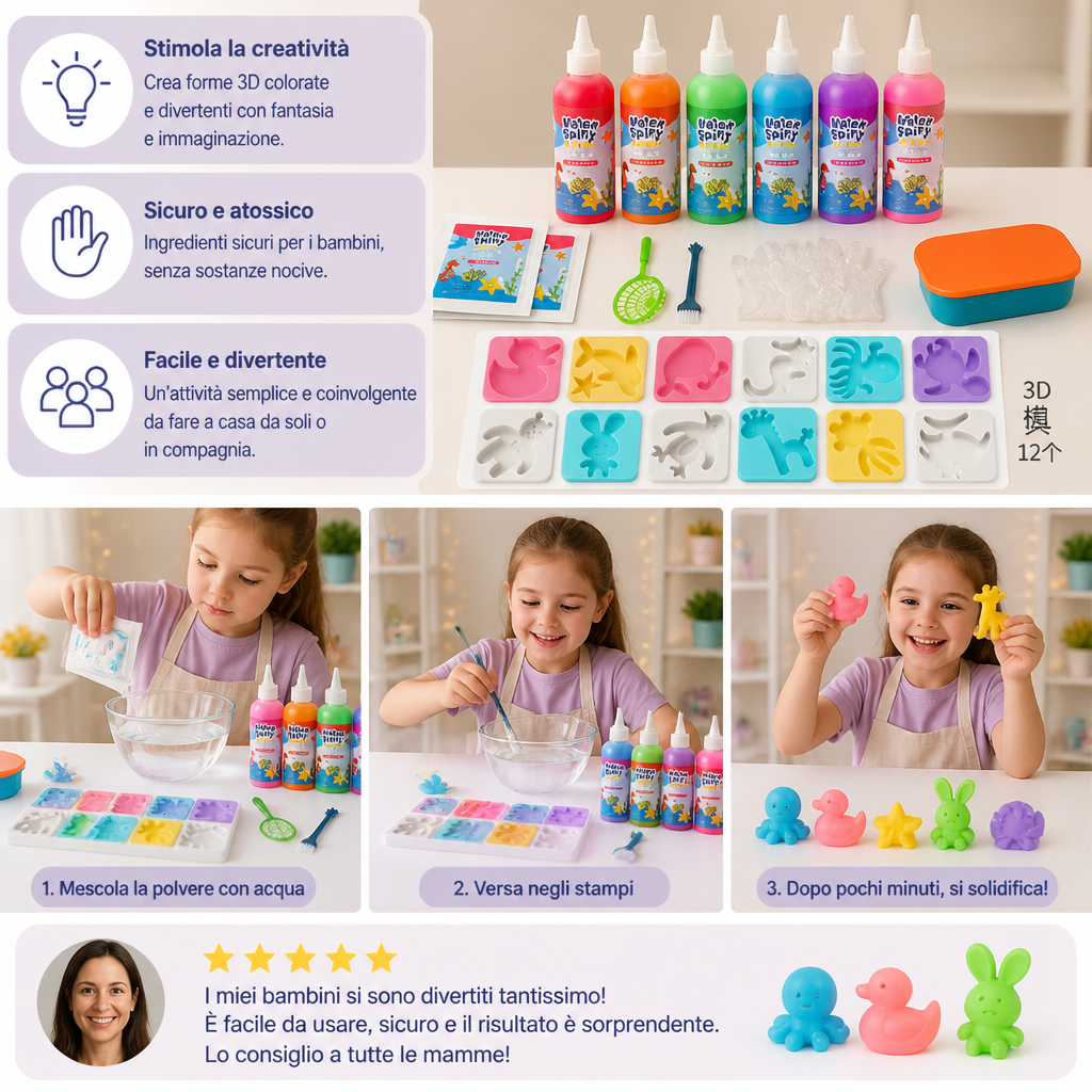 Set fai da te di gel d’acqua con gel e stampi
