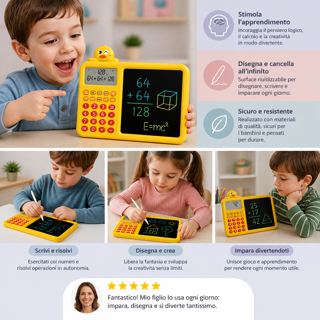 Set didattico interattivo di matematica, disegno e cancellazione per bambini