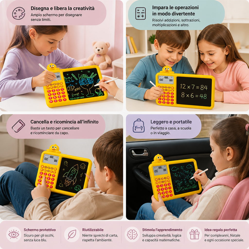 Set didattico interattivo di matematica, disegno e cancellazione per bambini