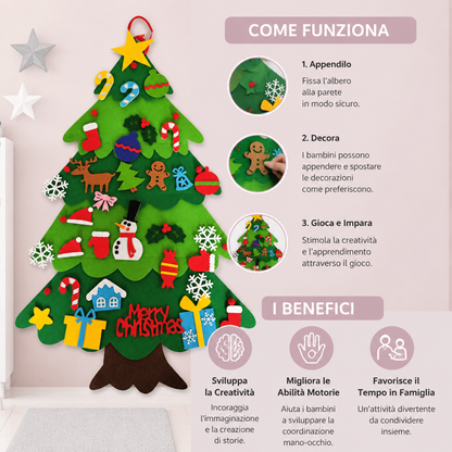 Albero di Natale in Feltro Fai da Te per Bambini con Decorazioni da Appendere