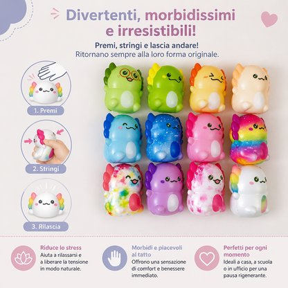 Set da 24 Giocattoli Antistress Squishy Morbidi a Forma di Axolotl