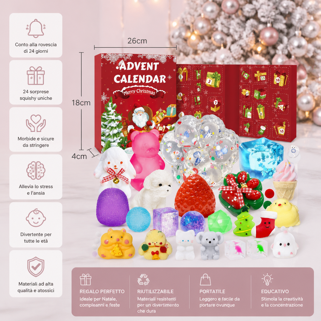 Calendario dell’Avvento Premium di 24 Giorni con Giochi Squishy