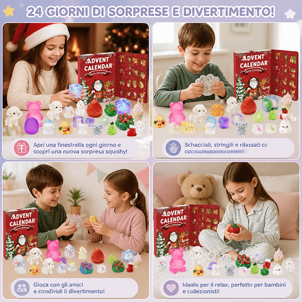 Calendario dell’Avvento Premium di 24 Giorni con Giochi Squishy