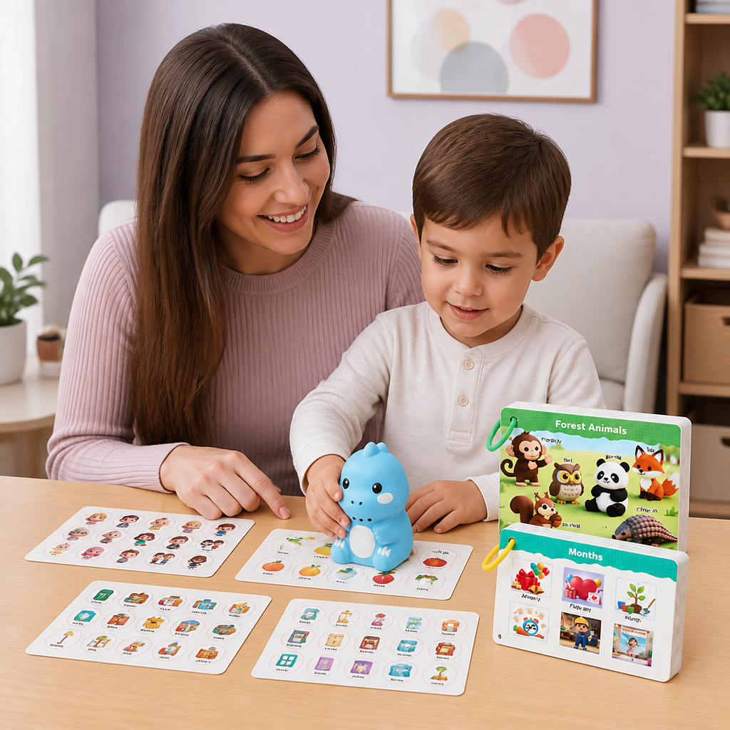 Carte Parlanti Interattive dei Dinosauri e Adesivi – Set di Apprendimento Montessori per la Fonetica e le Parole Visive