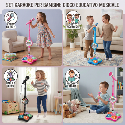 Set karaoke per bambini con microfono e supporto – Gioco educativo musicale