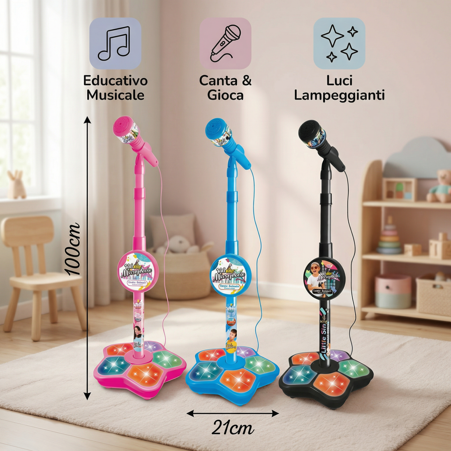 Set karaoke per bambini con microfono e supporto – Gioco educativo musicale