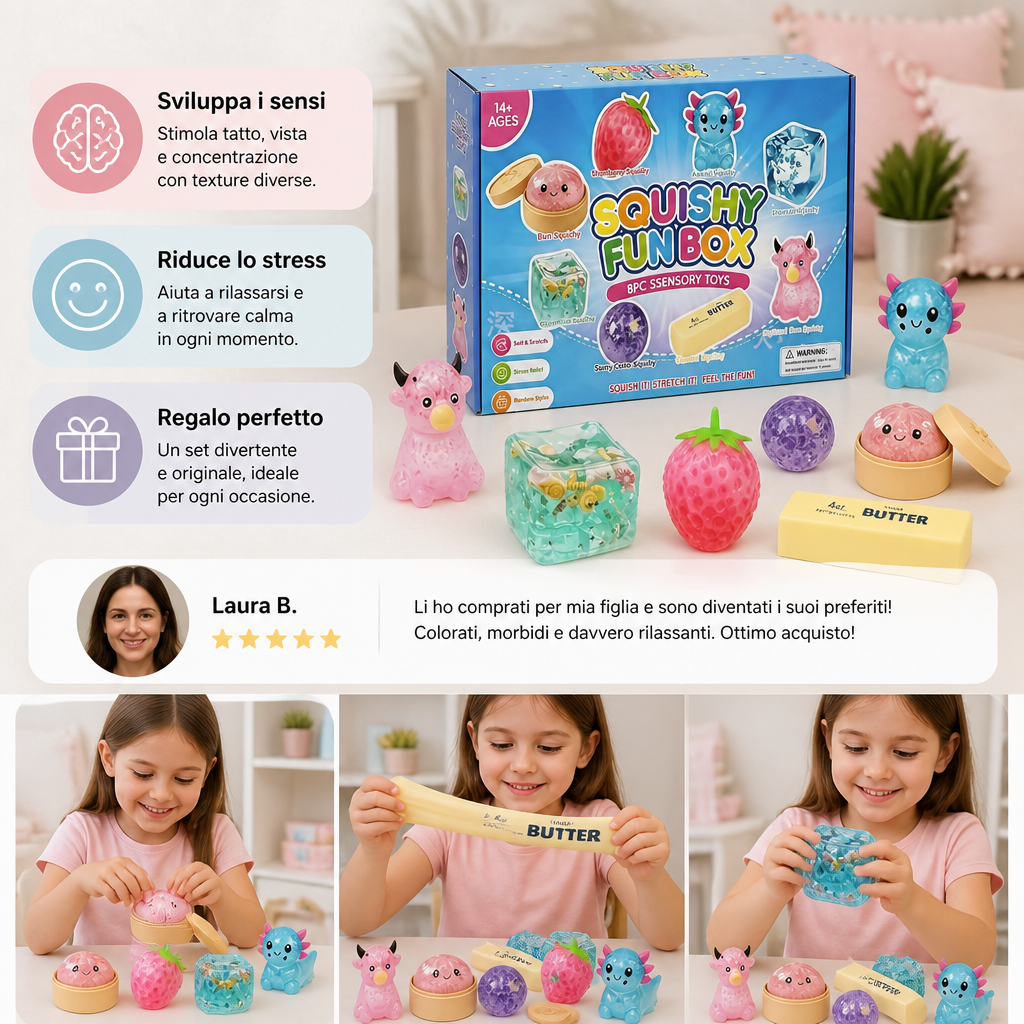 Set Premium di Fidget Toys Squishy – 8 Giocattoli Sensoriali
