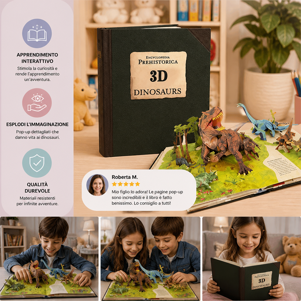 Enciclopedia Interattiva dei Dinosauri Pop-Up 3D