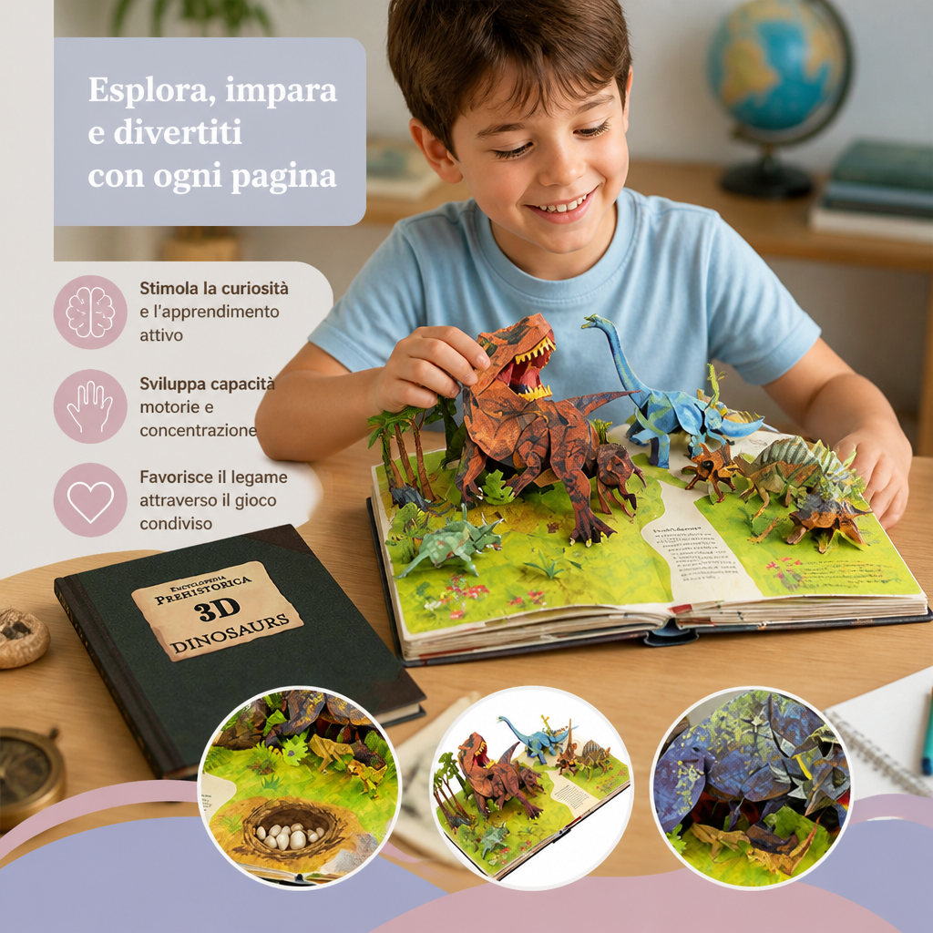 Enciclopedia Interattiva dei Dinosauri Pop-Up 3D
