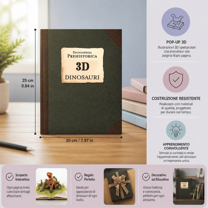 Enciclopedia Interattiva dei Dinosauri Pop-Up 3D