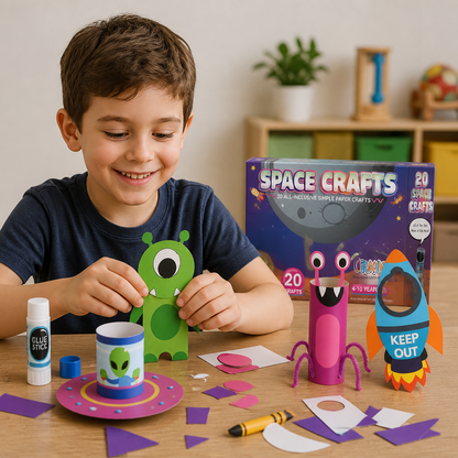Scatola di Lavoretti di Carta per Bambini – 20 Progetti DIY Facili per Bambini 3–10 Anni con Stick di Colla, Nastro e Buste