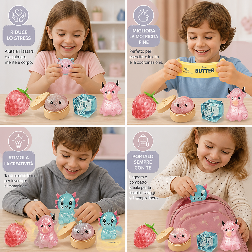 Set Premium di Fidget Toys Squishy – 8 Giocattoli Sensoriali