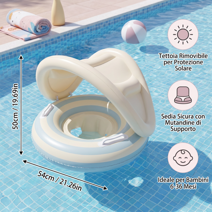 Anello da Nuoto per Bambini Retro Lollipop Gonfiabile con Tettoia Rimovibile – Sedia Sicura per Bambini da 6 a 36 Mesi