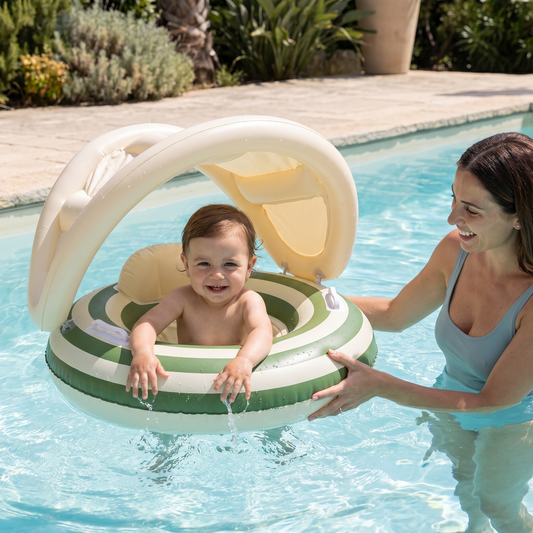 Anello da Nuoto per Bambini Retro Lollipop Gonfiabile con Tettoia Rimovibile – Sedia Sicura per Bambini da 6 a 36 Mesi