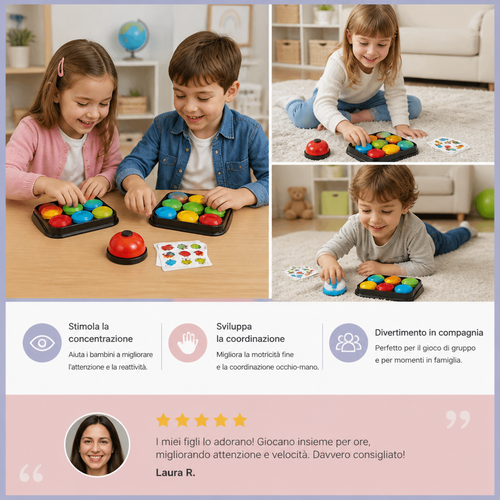 Gioco Educativo Familiare Della Campanella Con Abbinamento Di Colori E Motivi
